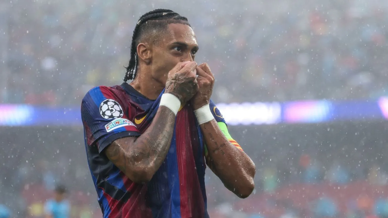 Leading the line and leading by example, Raphinha is central to Barca's hot start