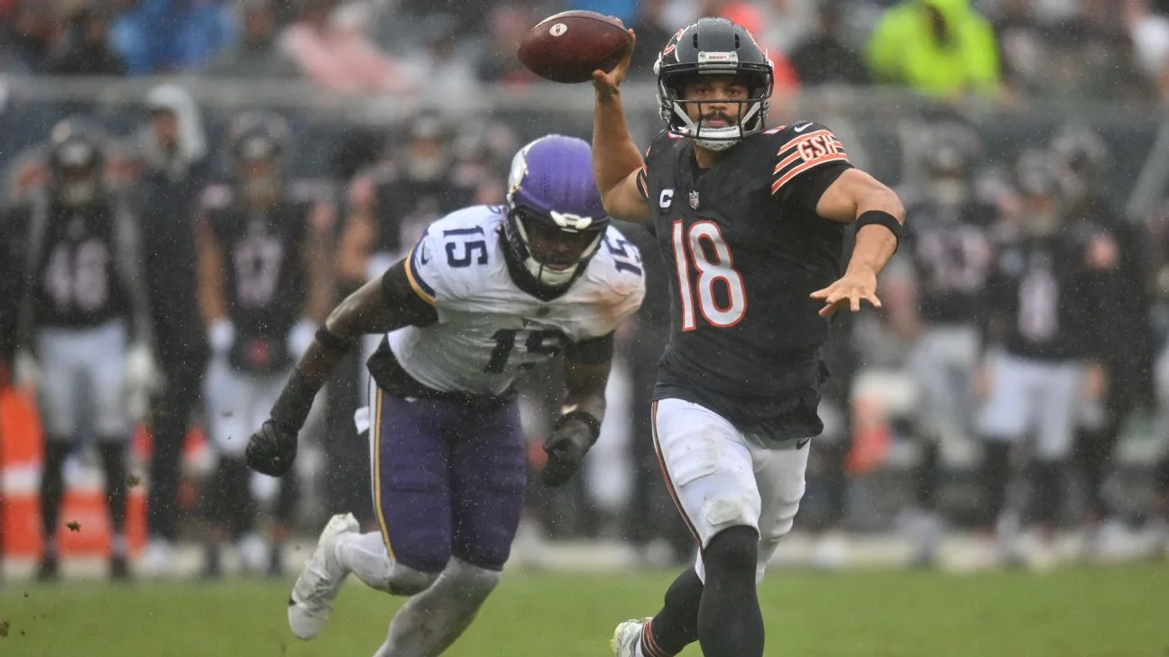 Bears QB Williams out for MNF; Bagent back at practice